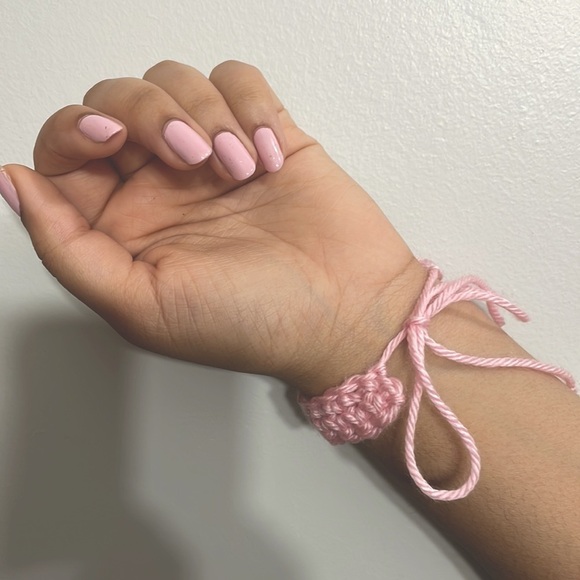 Pink Crochet Handmade Bracelet - Picture 2 of 5